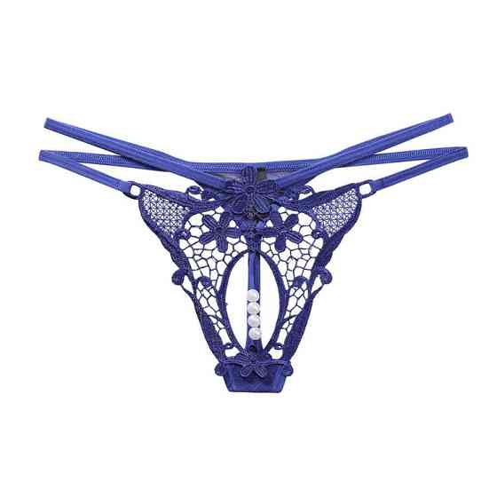 Труси з намистинами еротичні one size синій Київ