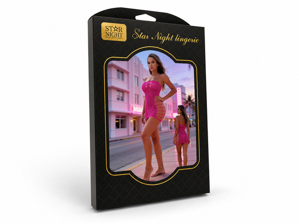 Платье сетка Star Night с разрезами по бокам, розовое, OS (S–L) Sex Aura Киев - изображение 10