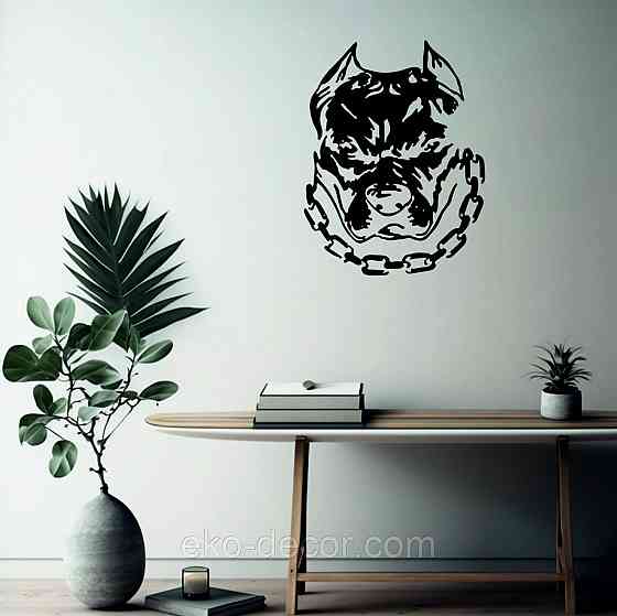 Декоративное настенное Панно «Питбуль», Декор на стену 90*69 см, Черный Киев