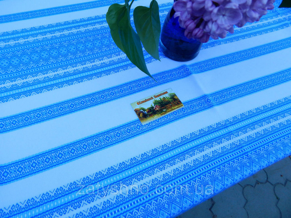 Вишита блакитна скатертинка Київ - фото 4