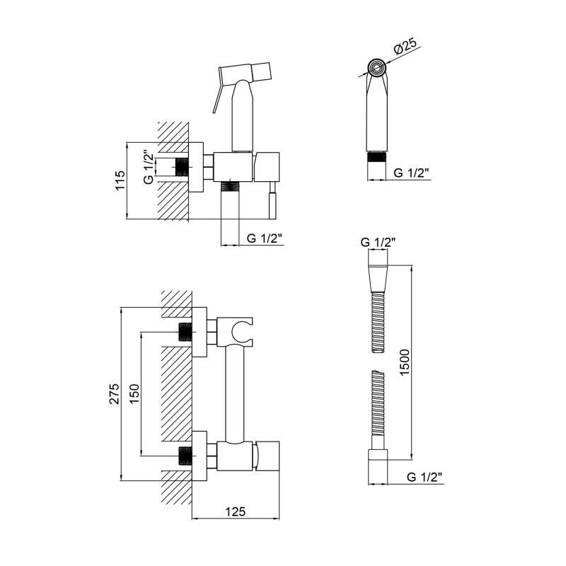Гигиенический душ со смесителем из нержавейки Lidz Aria 110 круглый LDARI110BLA43394 Black Харьков - изображение 2