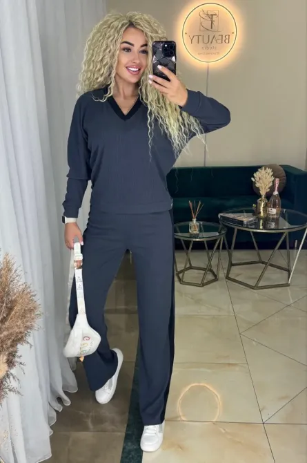 Жіночий костюм з рубчику з брюками палаццо Одеса - фото 6