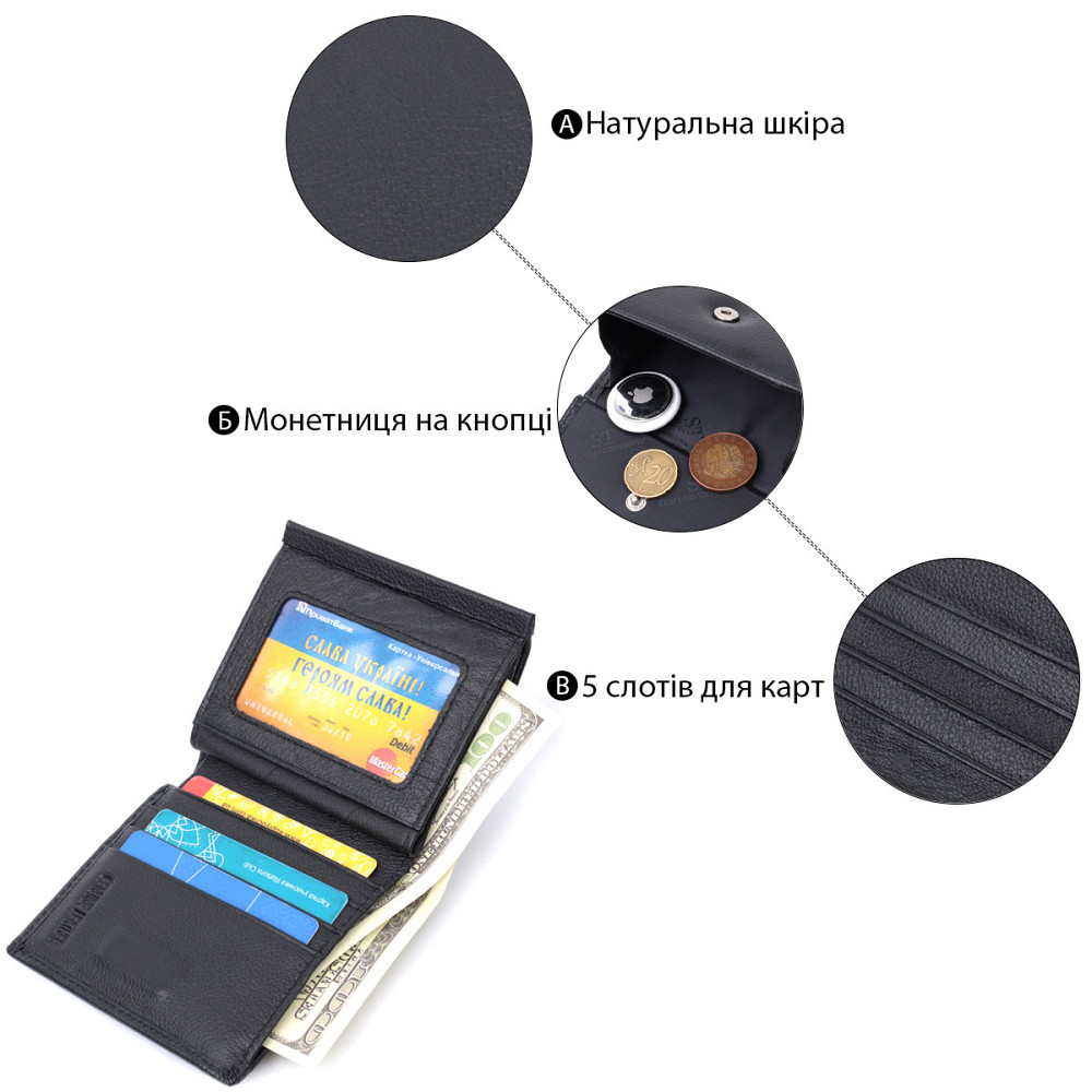 Оригінальне жіноче портмоне з натуральної шкіри ST Leather 22724 Чорний Київ - фото 4