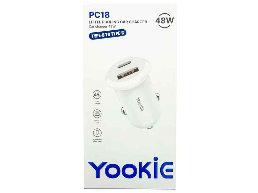Автомобільний зарядний пристрій Type-C to Type-C PC18 1USB 48W PD білий ТМ YOOKIE Київ - фото 1