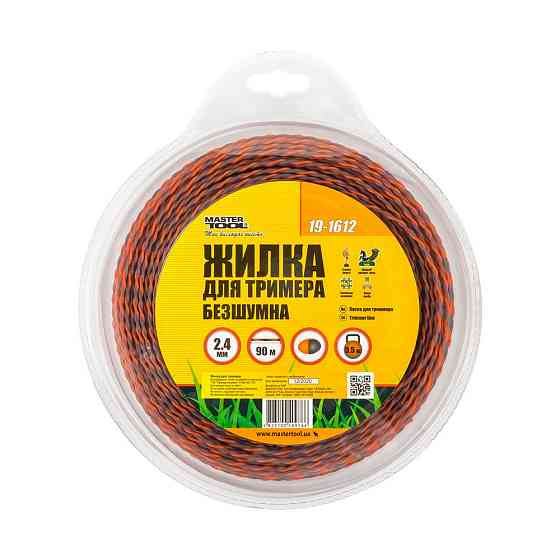 MASTERTOOL Жилка для тримера безшумна MASTERTOOL SPIRAL 2.40 мм 90 м (блістер) двоколірна 19-16 Киев