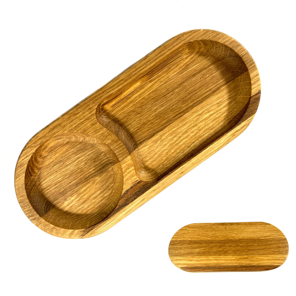 Деревʼяна тарілка овальна з натурального дерева для закусок, закусочна тарілка 20х10х2 см Кам'янець-Подільський - фото 1