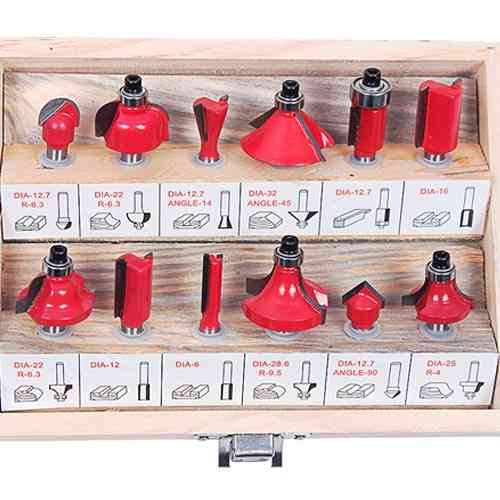 Набор фрез по дереву 12шт, хвостовик 8мм, сталь, в футляре Винница