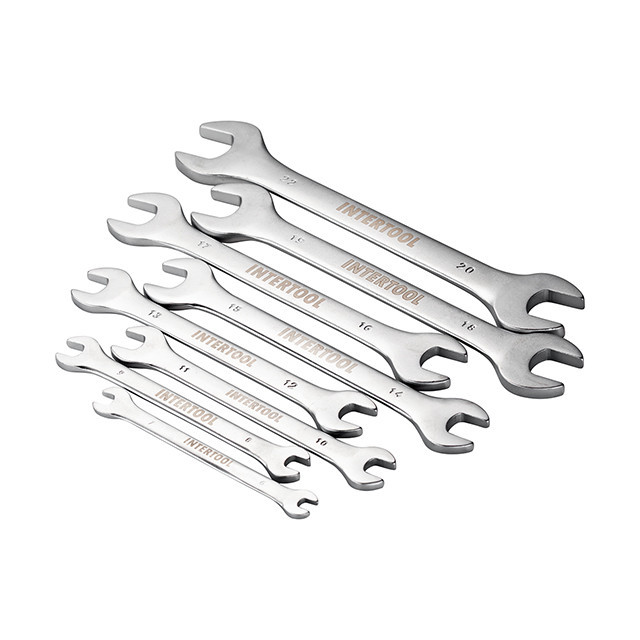 Набір ключів ріжкових, 8 шт., 6-22 мм Cr-V INTERTOOL HT-1002 Київ - фото 3