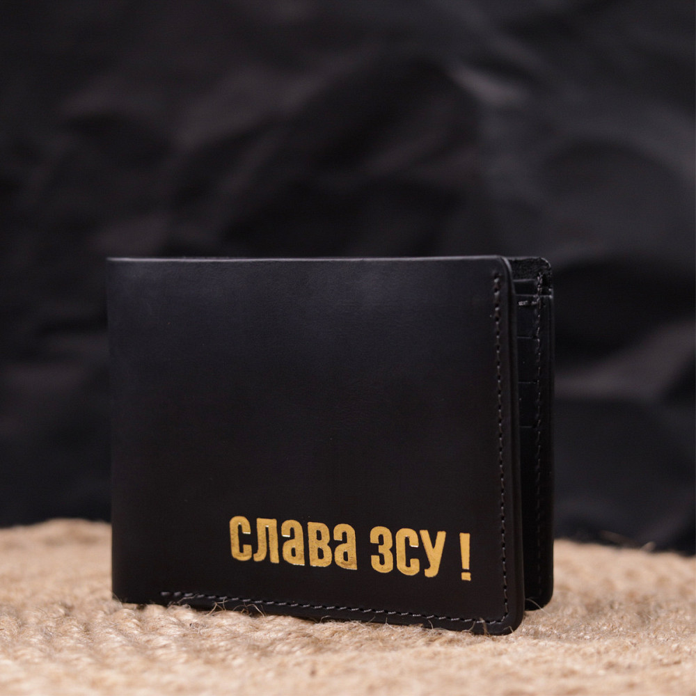 Отличный кожanый кошелек без застежки Черный (GRANDE PELLE) Киев - изображение 2