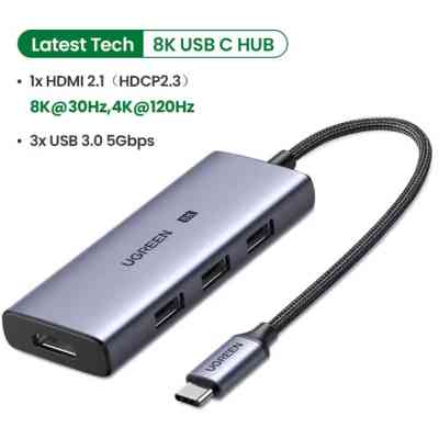 Концентратор Ugreen USB-C 4-in-1 3xUSB 3.0 + HDMI CM500 gray (50629) Вінниця