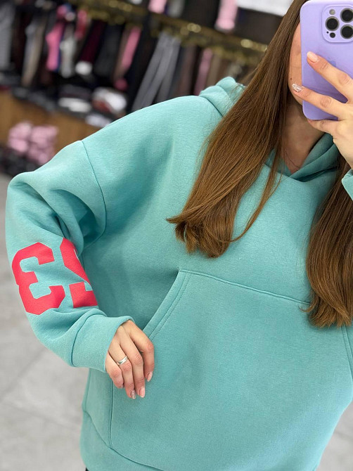 Женская стильная комфортная теплая худая турецкая трехнить на флисе Мятный, 46/48 Одесса - изображение 2