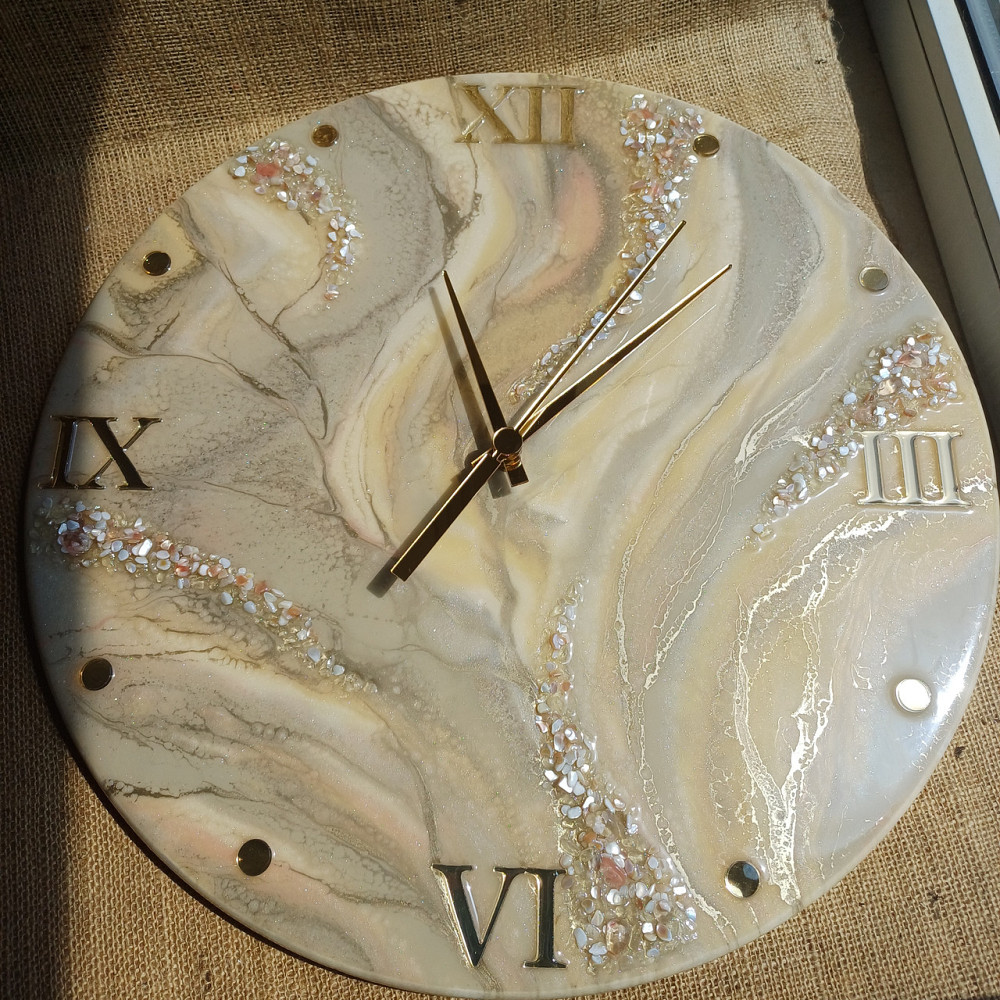 Годинник настінний 40 см з епоксидної смоли ручної роботи Дніпро - фото 4