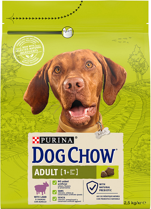 Сухий корм DOG CHOW Adult 1+ для дорослих собак, з ягням, 2.5 кг Київ - фото 1