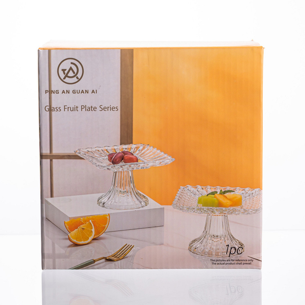 Стеклянная квадратная тортовница на ножке 16 см Киев - изображение 4