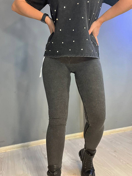 Лосины женские A-N 2306 рубчик варка тай дай трикотаж тонкий серые, серый, S Киев - изображение 7