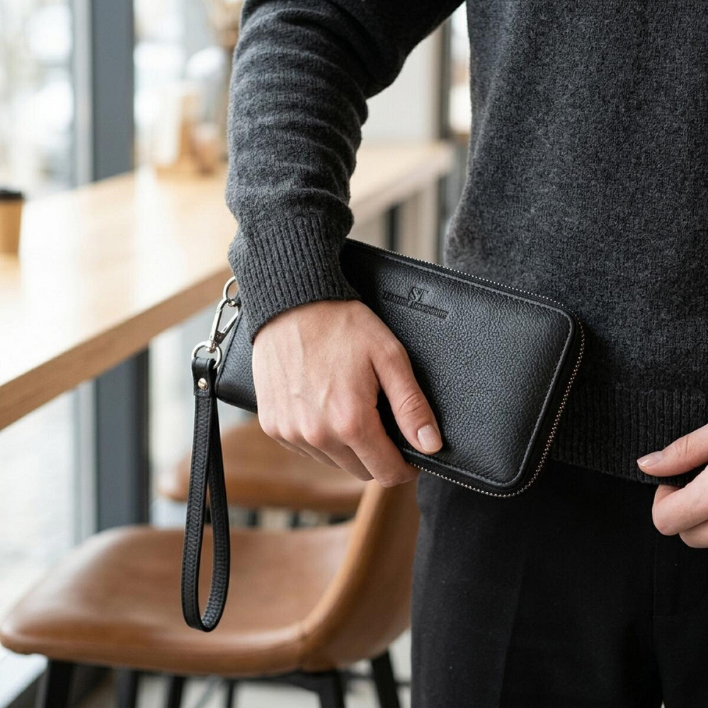 Красивий клатч унісекс на одне відділення з натуральної шкіри ST Leather 22697 Чорний Київ - фото 12