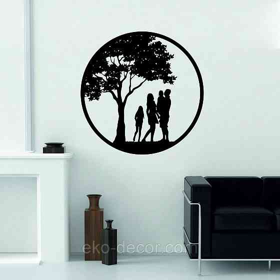 Декоративне настінне Панно «Родина», Декор на стіну 90*90 см, Чорний Київ