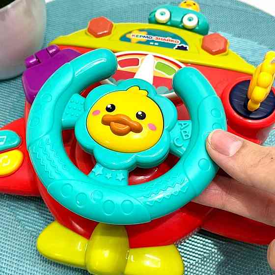 Руль інтерактивний музичний Limo Toy Автотренажер українською мовою кріпиться на коляску/ліжечко Червоний (HB 0077) Чернігів