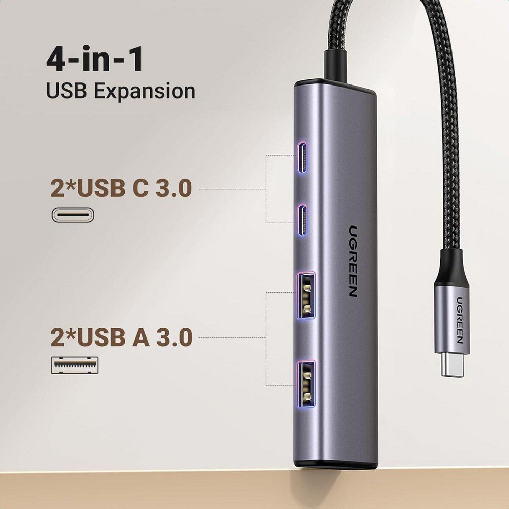 Хаб адаптер перехідник UGREEN 4-Port USB-C Hub UGR-15395 Одеса - фото 2