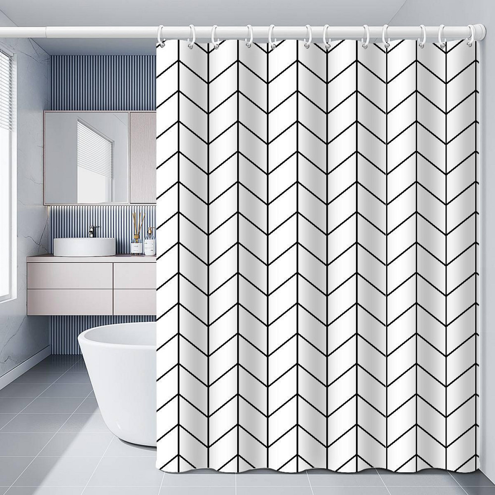 Шторка для ванной комнаты Bathlux 180 x 180 люкс качество с водоотталкивающим покрытием, Белая с ромбиками Каменец-Подольский - изображение 5