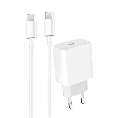 Зарядное устройство Denmen USB-C PD20W 3.6A + cable USB-C to USB-C white (DM-DC06T-WH) Винница - изображение 1