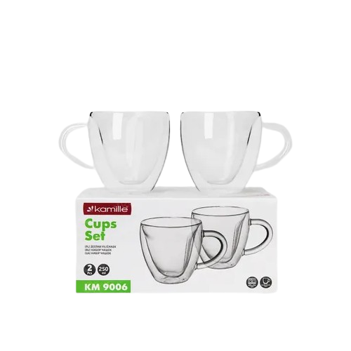 Набір чашок 2шт 250мл з подвійними стінками скло 9006 KAMILLE Житомир - фото 6
