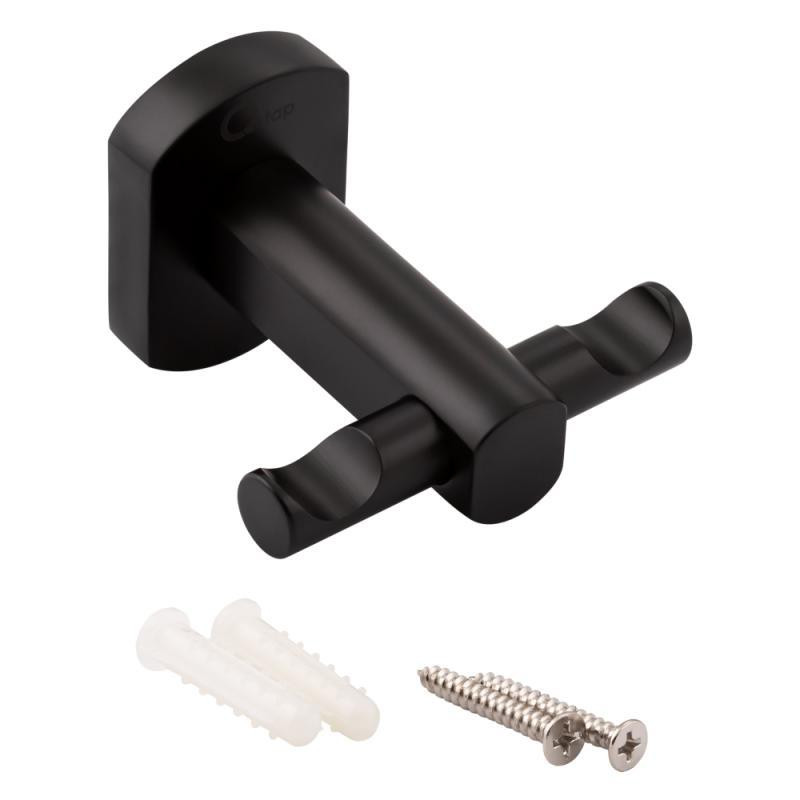 Крючок для полотенец двойной настенный Qtap Liberty BLM 1154 черный Киев - изображение 3