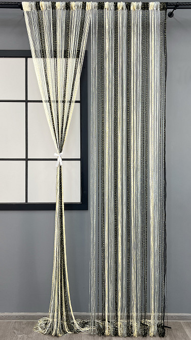 Штори-нитки з люрексом Молочний з сірим і чорним 300х300см 1 шт (61-120) Київ - фото 3