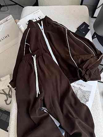 Женский стильный трендовый костюм двойка купра Шоколад, 42/44 Одесса