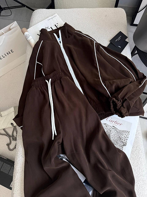 Женский стильный трендовый костюм двойка купра Шоколад, 42/44 Одесса - изображение 3