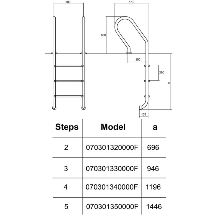 Лестница для бассейна Hayward Mixta (2 ступени). для узкого борта. AISI-304 Киев - изображение 2