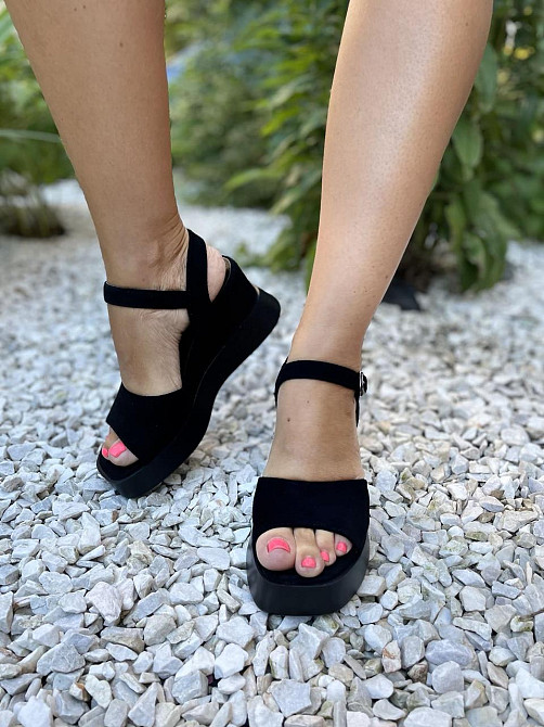 PLPS Босоніжки жіночі чорні PLPS -5 літні, еко-замша / Модні босоніжки на платформі р. 36-40 Коломия - фото 10