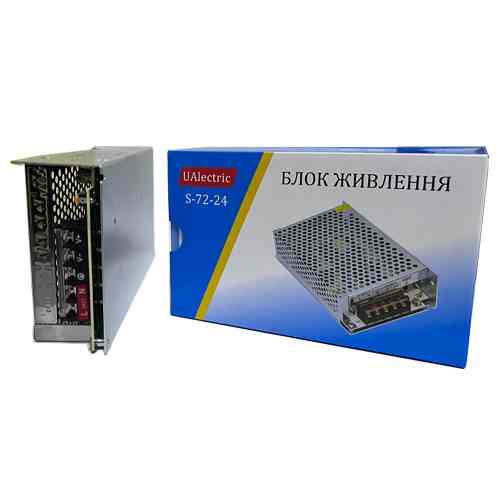 Блок питания перфорированный 24В 3А 72Вт для систем видеонаблюдения, UAlectric Винница