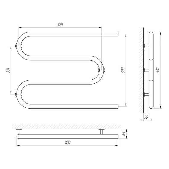 Сушарка для рушників Laris Змійовик 30 РС3 700Х500 1/2" Київ