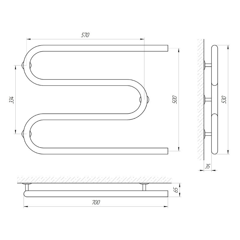 Сушарка для рушників Laris Змійовик 30 РС3 700Х500 1/2" Київ - фото 4