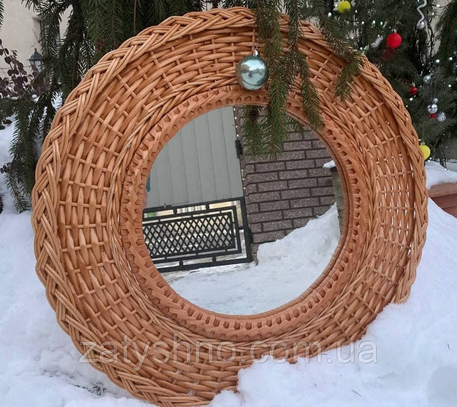 Дзеркало плетене кругле з лози Київ - фото 4
