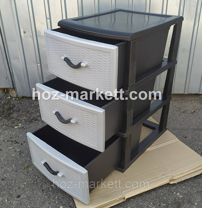 Комод пластиковый Стиль серый на 3 ящика производство Украина Харьков - изображение 9