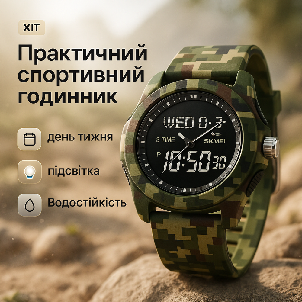 Армейские наручные часы для мужчины SKMEI, Часы мужские спортивные с шагомером армейские скмей TV-62 Львов - изображение 7