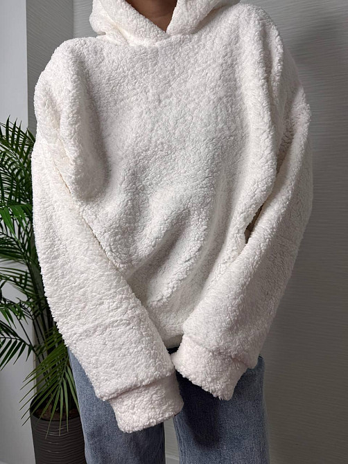 Женская теплая плюшевая худи с ушками турецкий мягкий мех Белый Одесса - изображение 6