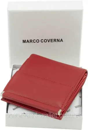 Маленький женский кошелек красного цвета на кнопке Marco Coverna 1420 Киев