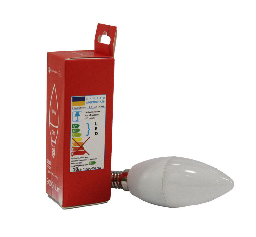LED лампа С37  10Вт E14  4100К 900 Лм  165-265 В Дніпро - фото 2