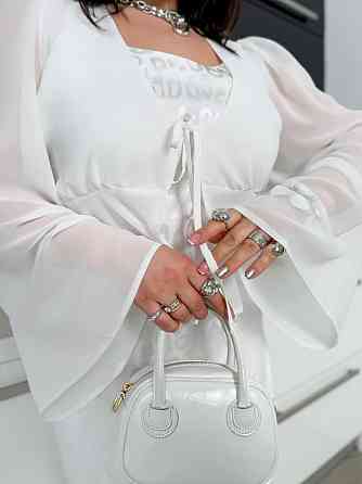 Жіноче базове шовкове плаття та шифонове блуза-плаття-плотний шовк + шифонова кофтинка Молочний, 54/56 Одеса