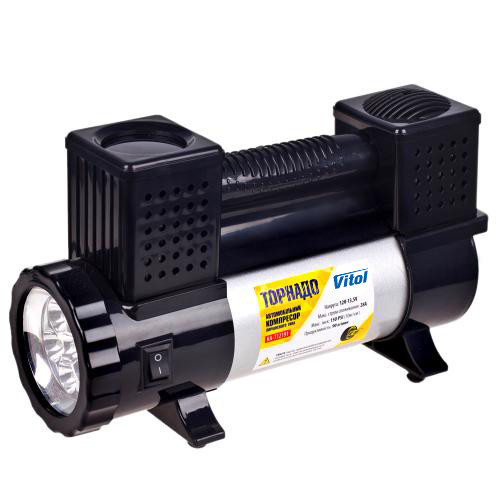 Компрессор Торнадо KA-T12191, 150 psi, 28 Ампер, 90 л, с клеммами, фонарём и шлангом 7,5 м с дефлятором, 2 цилиндра Харьков - изображение 1