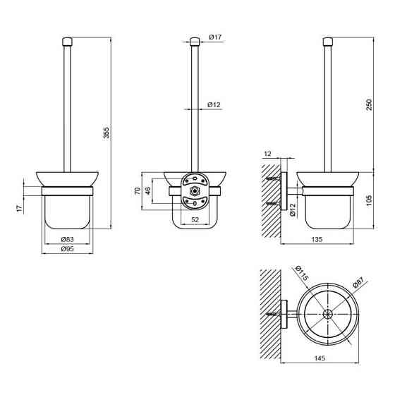 Настенный ершик для унитаза Lidz (CRG) 114.05.01, белый/хром Киев
