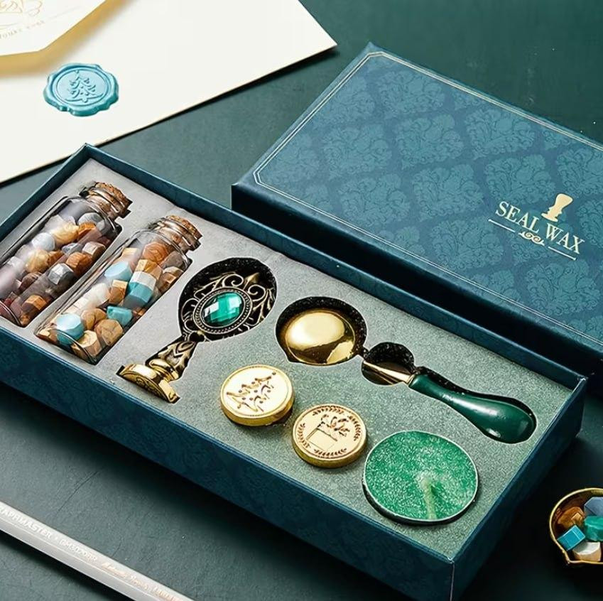 Набор для сургучных печатей с ложкой и сменными штампами, воск в гранулах, подарочный бокс Киев - изображение 5