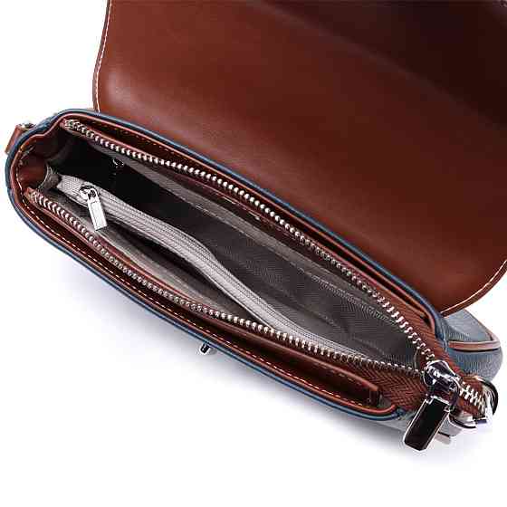 Сумка жіноча з фактурним клапаном із натуральної шкіри Синя (Vintage) Київ