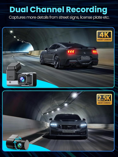 Видеорегистратор ALLTOTIVE R5 Pro 4K + 2.5K, 2 камеры, Wi-Fi 5 ГГц, GPS, карта 128 ГБ, IPS 3,16″, WDR Киев - изображение 3