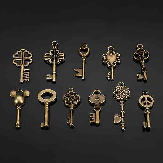 Ретро подвески ключи RESTEQ 125 шт, металлические подвески для бижутерии, декоративные винтажные ключи, фурнитура для Киев