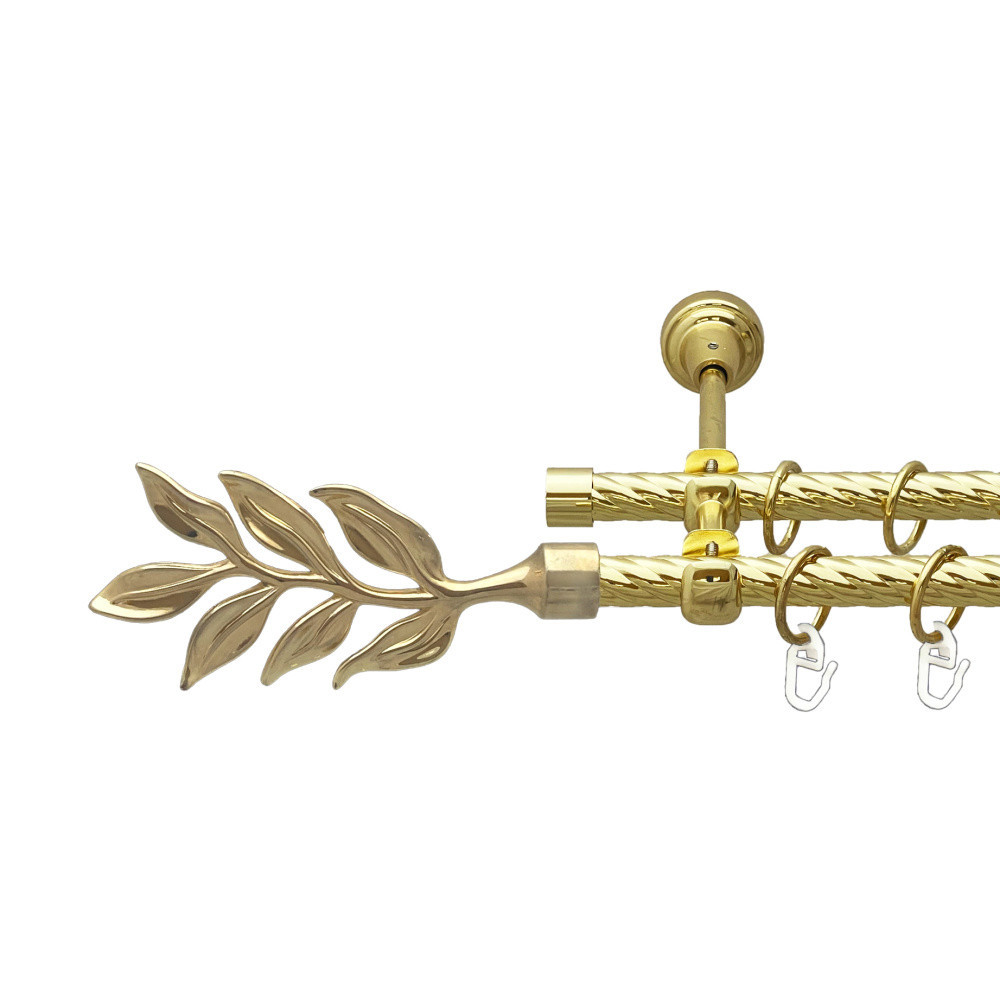 Карниз Orvit Лавр металевий дворядний відкритий скручена труба кільце металеве Золото 16\16 мм 200 см Львов - изображение 1