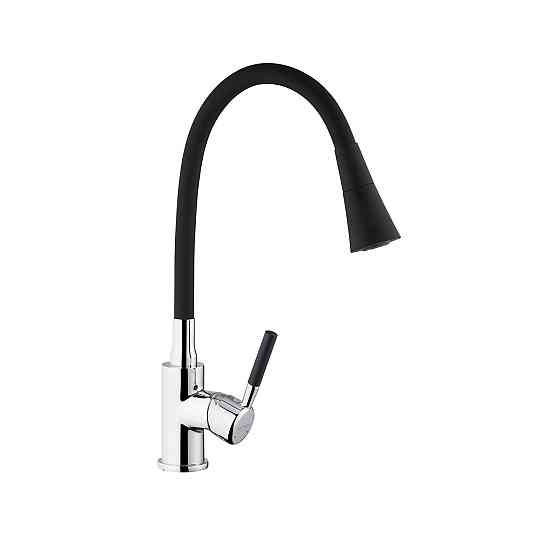 Смеситель для кухни с гибким изливом Kroner KRM Kuche - C132BLK хром/черный Киев